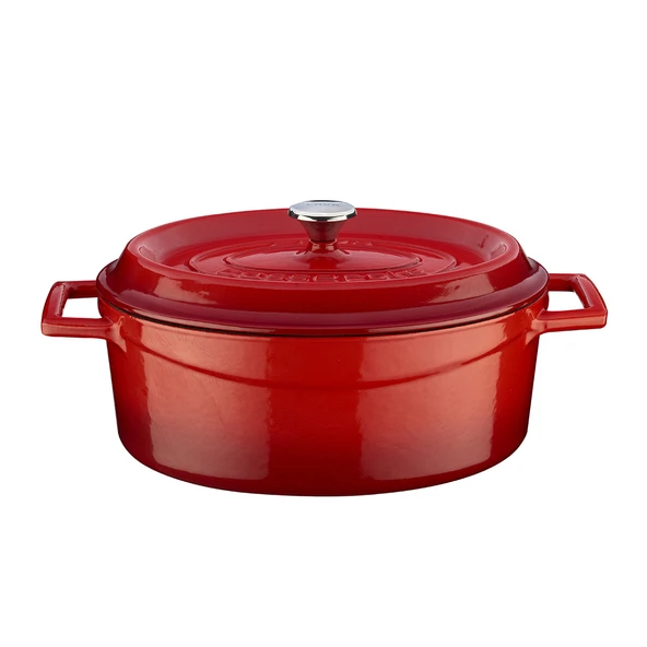 Lava Döküm Oval Tencere. Trendy Serisi Ölçü 21x25cm.  Kırmızı ürün görseli 1