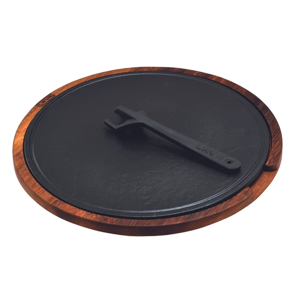 Lava Döküm Ahşap ve Döküm Demir Hot Plate Servis Tahtası. Çap(Ø)34cm. ürün görseli 1