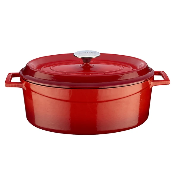 Lava Döküm Oval Tencere. Trendy Serisi Ölçü 23x29cm.  Kırmızı ürün görseli 1