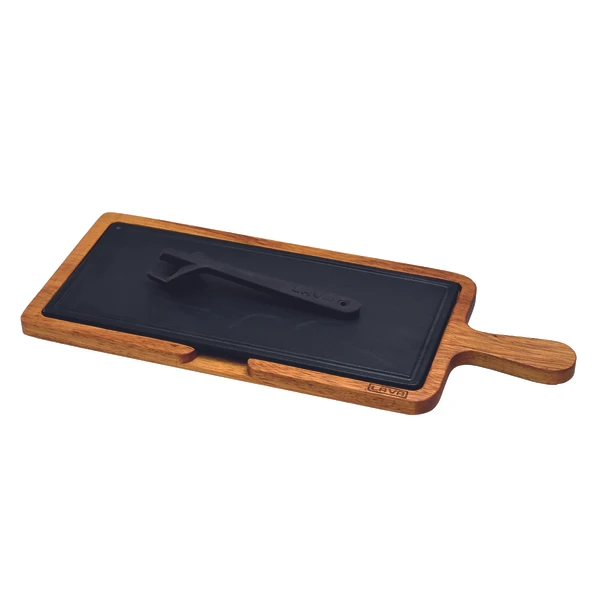 Lava Döküm Ahşap ve Döküm Demir Hot Plate Servis Tahtası. Ölçü 17x37cm. ürün görseli 1