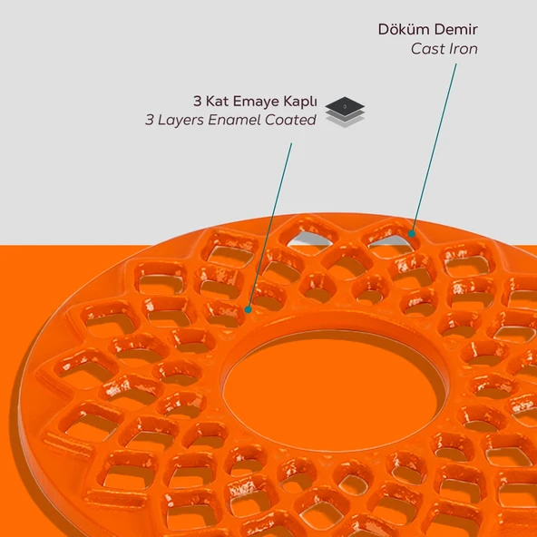 Lava Döküm Demir Nihale Çap(Ø)20cm.  Turuncu - Resim 5