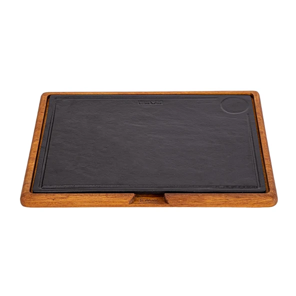 Lava Döküm Ahşap ve Döküm Demir Hot Plate Servis Tahtası. Ölçü 30x40cm. ürün görseli 1