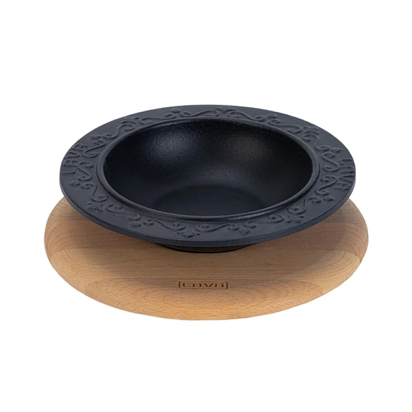 Lava Döküm Yuvarlak Çorba Kasesi Kayın Servis Ahşabı. Çap(Ø)19cm. ürün görseli 1