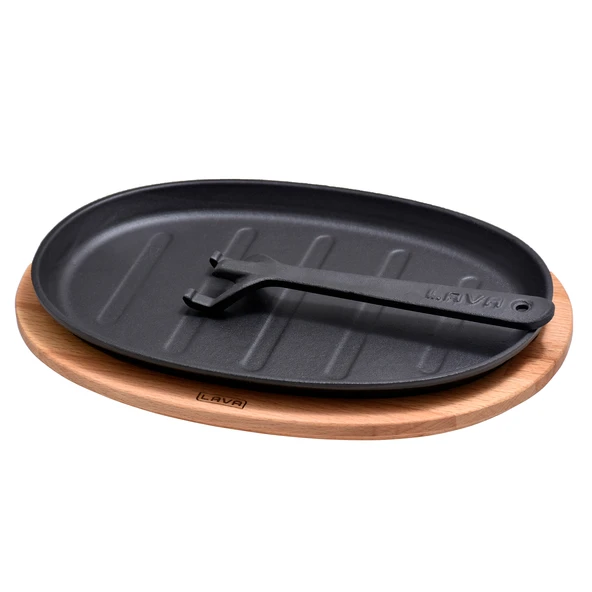 Lava Döküm Oval Fajita Tabağı Kayın Servis Ahşabı Ölçü 18x28cm. (Harici tava tutucu dahil değildir.) ürün görseli 1