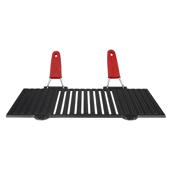 Lava Döküm Dikdörtgen Mangal Izgarası Silikon Paslanmaz Çift Tel Saplı Ölçü 40x25cm. ürün görseli 1