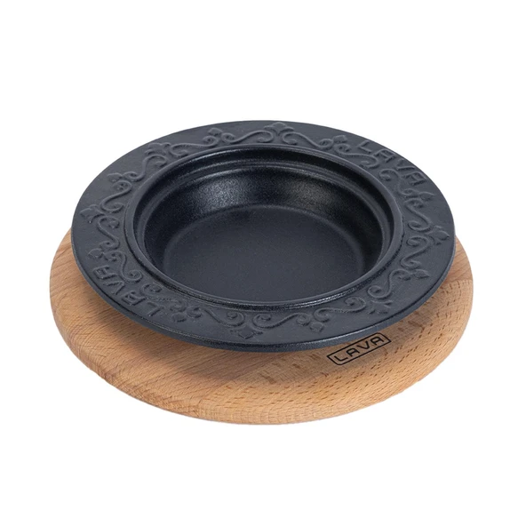 Lava Döküm Oval Döner Sos Tabağı Kayın Servis Ahşabı. Çap(Ø)18cm. ürün görseli 1