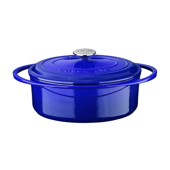 Lava Döküm Oval Tencere Döküm Demir Kapak Heritage Serisi Ölçü 22x28cm.  Mavi ürün görseli 1