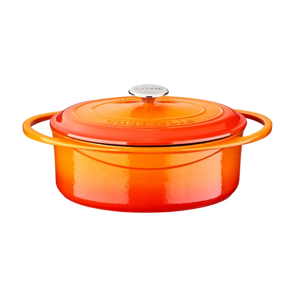 Lava Döküm Oval Tencere Döküm Demir Kapak Heritage Serisi Ölçü 22x28cm.  Turuncu ürün görseli 1