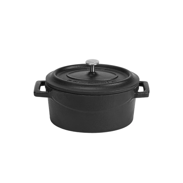 Lava Döküm Mini Oval Tencere. Trendy Serisi Ölçü 9x12cm.  Mat Siyah ürün görseli 1