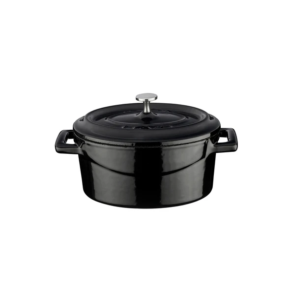 Lava Döküm Mini Oval Tencere. Trendy Serisi Ölçü 9x12cm.  Siyah ürün görseli 1