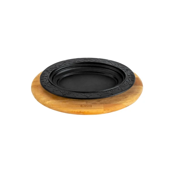 Lava Döküm Oval Döner, Kebap Tabağı, ahşap altlıklı. Ölçü 21x16cm. ürün görseli 1