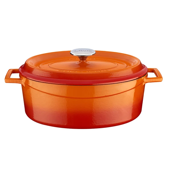 Lava Döküm Oval Tencere. Trendy Serisi Ölçü 23x29cm.  Turuncu ürün görseli 1