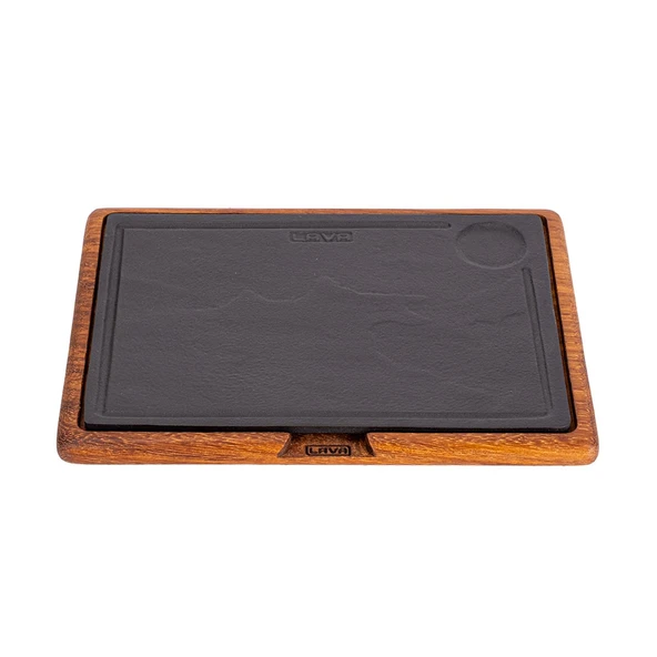 Lava Döküm Ahşap ve Döküm Demir Hot Plate Servis Tahtası. Ölçü 25x25cm. ürün görseli 1