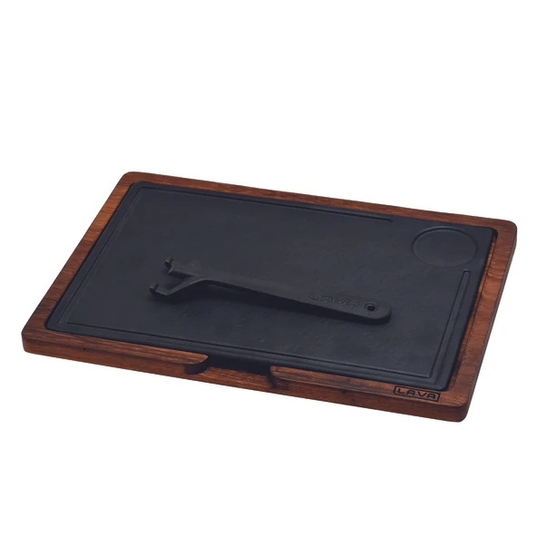 Lava Döküm Ahşap ve Döküm Demir Hot Plate Servis Tahtası. Ölçü 22x33cm. ürün görseli 1