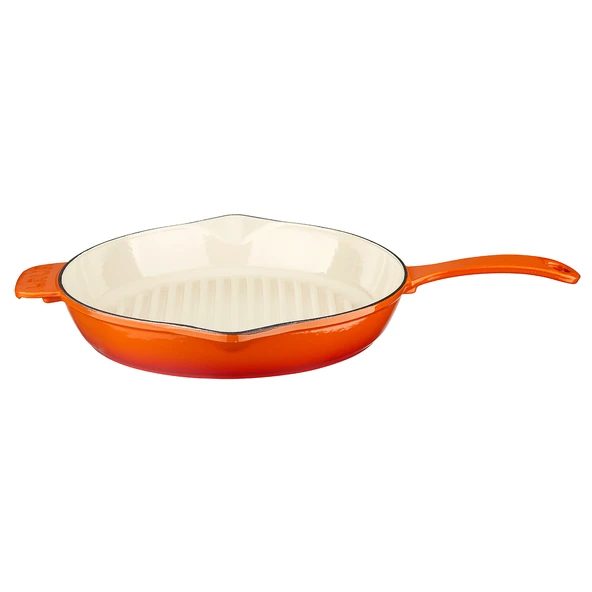 Lava Döküm Yuvarlak Izgara Tavası Döküm Demir Yekpare Saplı Edition Serisi Çap(Ø)28cm.  Turuncu ürün görseli 1