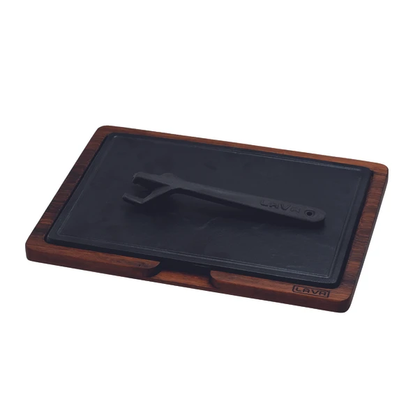 Lava Döküm Ahşap ve Döküm Demir Hot Plate Servis Tahtası. Ölçü 20x30cm. ürün görseli 1