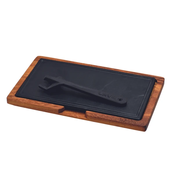Lava Döküm Ahşap ve Döküm Demir Hot Plate Servis Tahtası. Ölçü 16x30cm. ürün görseli 1