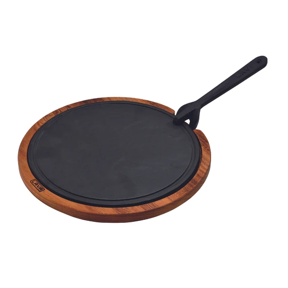 Lava Döküm Ahşap ve Döküm Demir Hot Plate Servis Tahtası. Çap(Ø)26cm. ürün görseli 1