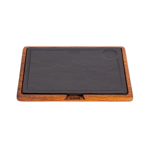 Lava Döküm Ahşap ve Döküm Demir Hot Plate Servis Tahtası. Ölçü 24x33cm. ürün görseli 1