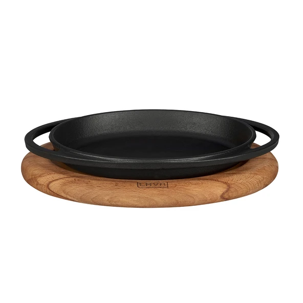 Lava Döküm Oval Sahan Döküm Demir Yekpare Çift Kulplu Kayın Servis Ahşabı Ölçü 21x14cm. ürün görseli 1