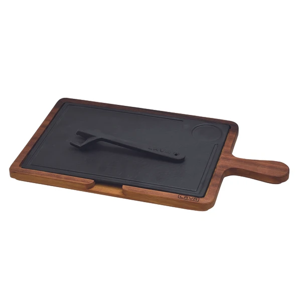 Lava Döküm Ahşap ve Döküm Demir Hot Plate Servis Tahtası. Ölçü 22x33cm. ürün görseli 1