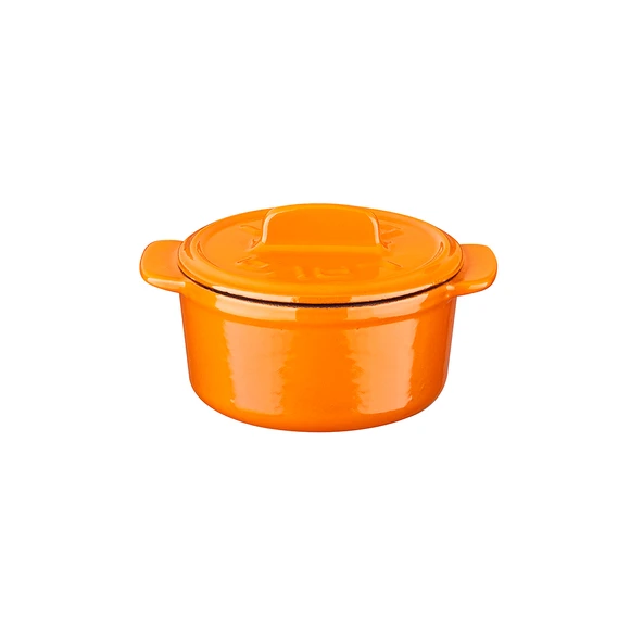 Lava Döküm Mini Tencere Folk Serisi Çap(Ø)9 cm.  Turuncu ürün görseli 1