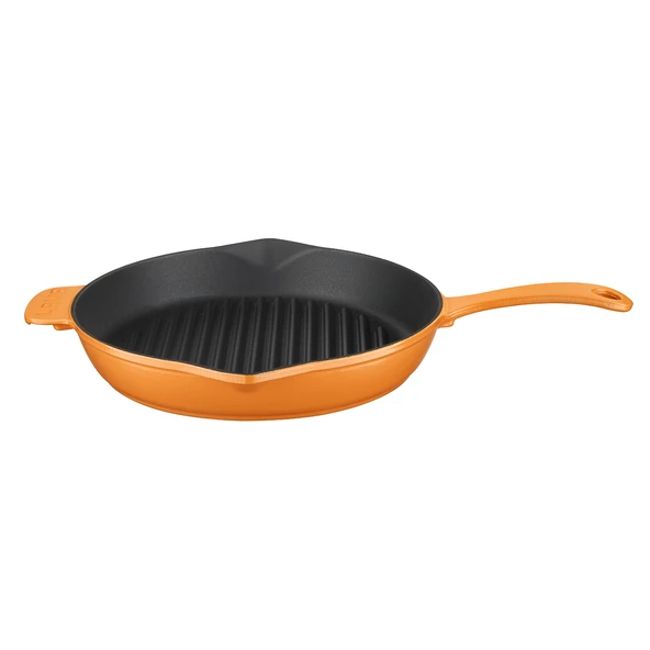 Lava Döküm Yuvarlak Izgara Tavası Döküm Demir Yekpare Saplı Spring Serisi Çap(Ø)28cm.  Turuncu ürün görseli 1