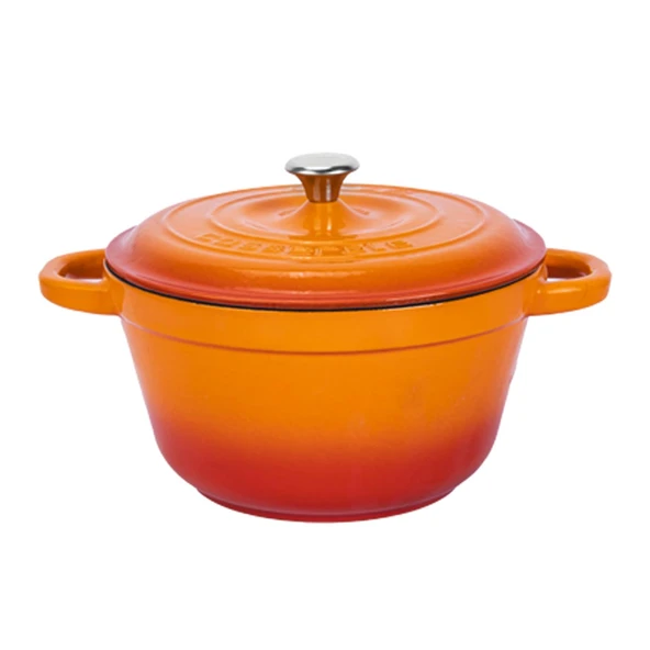 Lava Döküm Yuvarlak Tencere Döküm Demir Kapak New Heritage Serisi Çap(Ø)26cm.  Turuncu ürün görseli 1