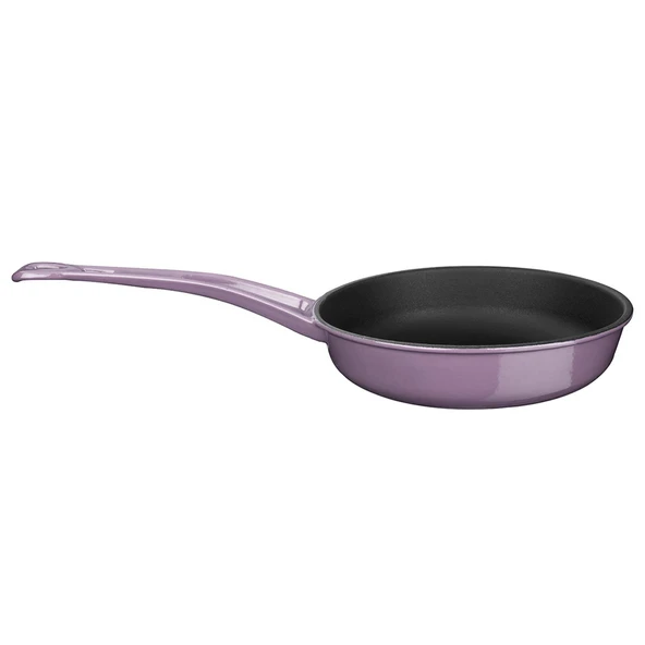 Lava Döküm Yuvarlak Kızartma Tavası Döküm Demir Yekpare Saplı Çap(Ø)24cm.  Mor ürün görseli 1