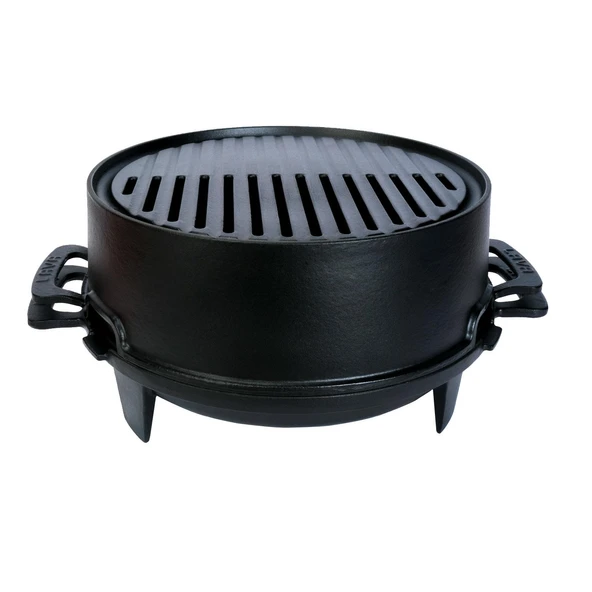 Lava Döküm Yuvarlak Mangal Izgara Set Döküm Demir Yekpare Çift Kulplu Çap (Ø)36cm. ürün görseli 1
