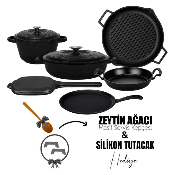 Lava Döküm 6x Trendy Serisi 9 Parça Tencere & Tava Seti  Siyah ürün görseli 1