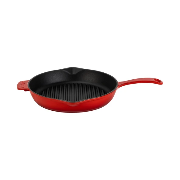 Lava Döküm Yuvarlak Izgara Tava Döküm Demir Yekpare Saplı Çap(Ø)28cm.  Kırmızı ürün görseli 1