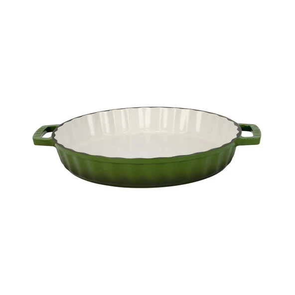Lava Döküm Yuvarlak Rosto ve Fırın Tepsisi Edition Serisi Döküm Demir Yekpare Çift Kulplu Çap(Ø)30cm.  Yeşil ürün görseli 1