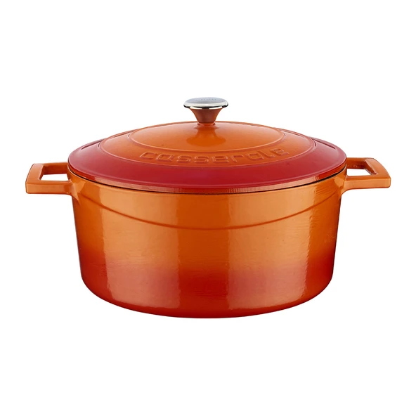 Lava Döküm Yuvarlak Tencere. Folk Çap(Ø)24cm.  Turuncu ürün görseli 1