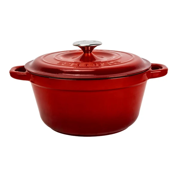 Lava Döküm Yuvarlak Tencere Döküm Demir Kapak New Heritage Serisi Çap(Ø)26cm.  Kırmızı ürün görseli 1