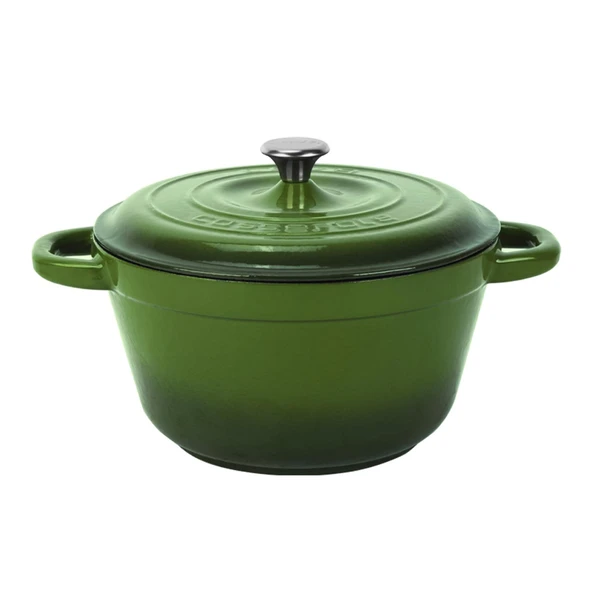 Lava Döküm Yuvarlak Tencere Döküm Demir Kapak New Heritage Serisi Çap(Ø)26cm.  Yeşil ürün görseli 1