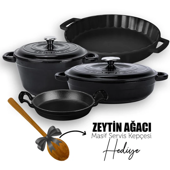 Lava Döküm 4X New Heritage Serisi Döküm Demir Tencere Tava Seti  Siyah ürün görseli 1
