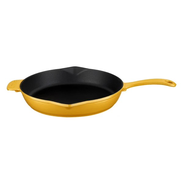 Lava Döküm Yuvarlak Kızartma Tavası Döküm Demir Yekpare Saplı Spring Serisi Çap(Ø)28cm.  Sarı ürün görseli 1