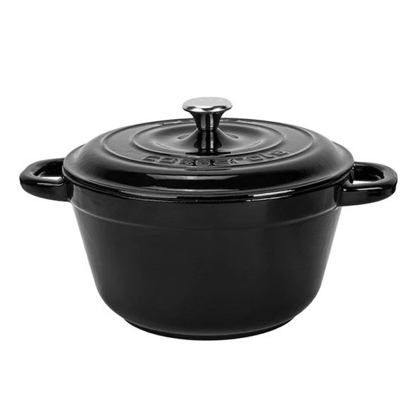 Lava Döküm Yuvarlak Tencere Döküm Demir Kapak New Heritage Serisi Çap(Ø)26cm.  Siyah ürün görseli 1