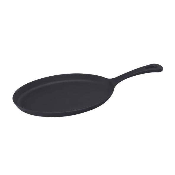 Lava Döküm Oval Fajita Tabağı Döküm Demir Yekpare Saplı Ölçü 17x23cm. ürün görseli 1