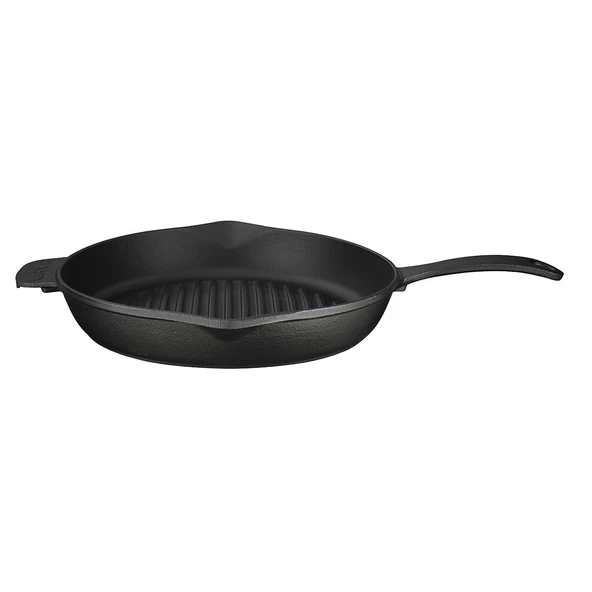 Lava Döküm Yuvarlak Izgara Tava Döküm Demir Yekpare Saplı Konkav Taban 12mm. Çap(Ø)28cm. ürün görseli 1