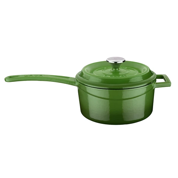 Lava Döküm Yuvarlak Sos Tenceresi. Döküm Demir Yekpare Saplı Trendy Serisi Çap(Ø16 cm.  Yeşil ürün görseli 1