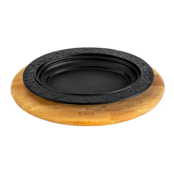 Lava Döküm Oval Döner, Kebap Tabağı Kayın Servis Ahşabı. Ölçü 32x23cm. ürün görseli 1