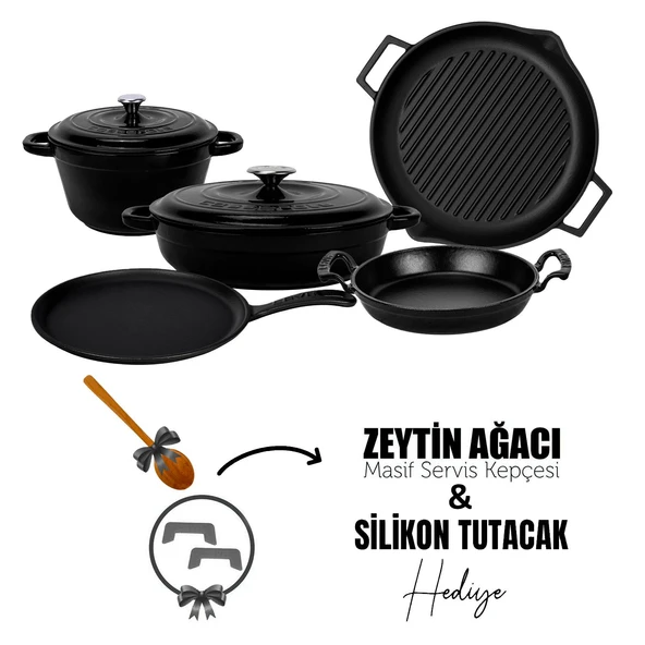 Lava Döküm 5x Trendy Serisi 8 Parça Tencere & Tava Seti  Siyah ürün görseli 1