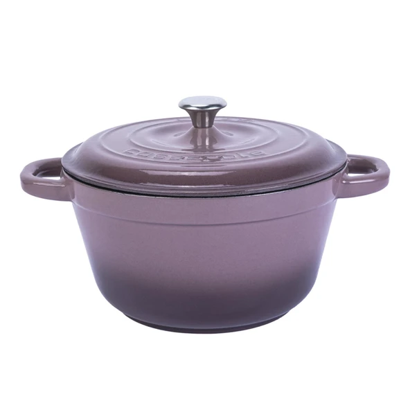 Lava Döküm Yuvarlak Tencere Döküm Demir Kapak New Heritage Serisi Çap(Ø)26cm.  Mor ürün görseli 1