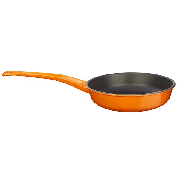 Lava Döküm Yuvarlak Kızartma Tavası Döküm Demir Yekpare Saplı Çap(Ø)24cm.  Turuncu ürün görseli 1
