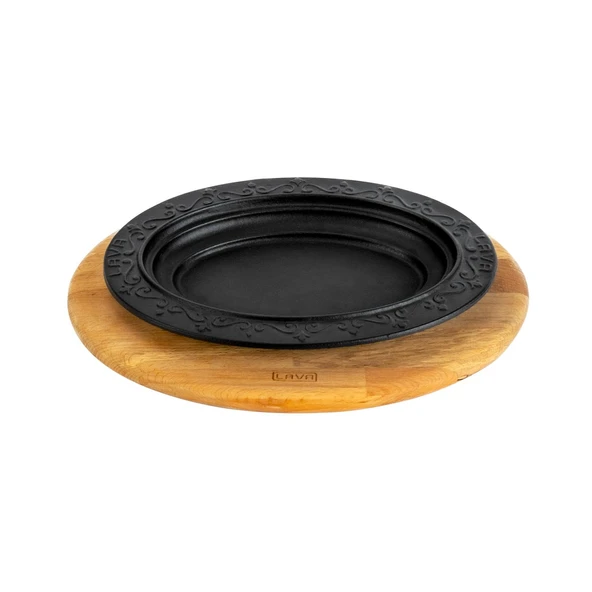Lava Döküm Oval Döner, Kebap Tabağı Kayın Servis Ahşabı. Ölçü 28x20cm. ürün görseli 1
