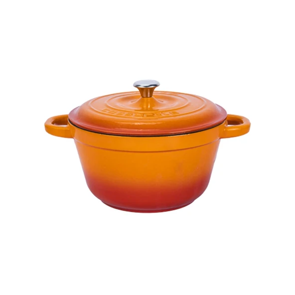 Lava Döküm Yuvarlak Tencere Döküm Demir Kapak New Heritage Serisi Çap(Ø)22cm.  Turuncu ürün görseli 1