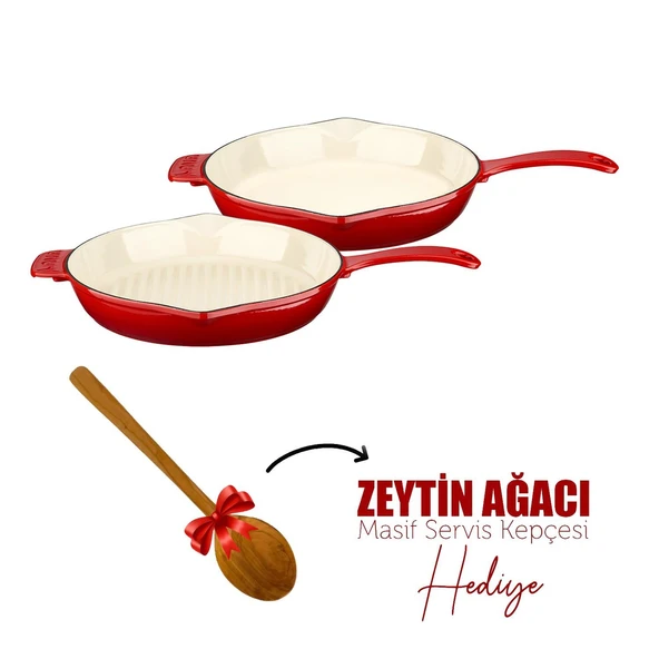 Lava Döküm 2X Edition Serisi Özel Koleksiyon Döküm Demir Tava Seti  Kırmızı ürün görseli 1