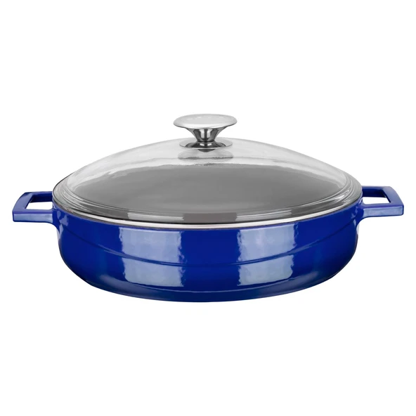 Lava Döküm Çok Amaçlı Yayvan Tencere. Glaze Serisi Çap(Ø)28cm.  Mavi ürün görseli 1